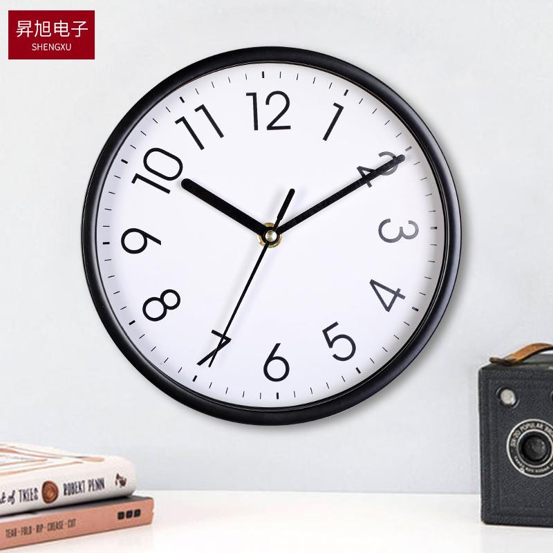 时尚简约挂钟 10寸圆形挂钟 可选黑白两色厂家石英钟挂钟