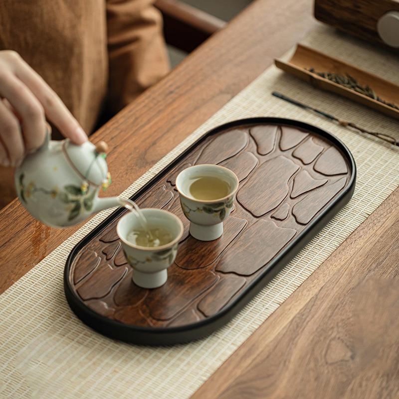 重竹石头纹理茶盘单层干泡台壶承中式简约隔热垫茶托杯垫户外茶具