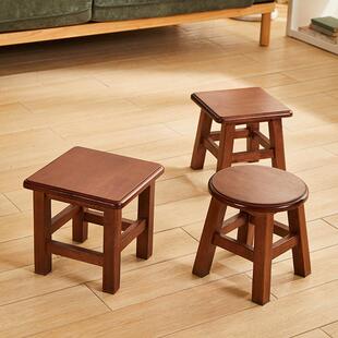 全实木小板凳橡胶木榫卯结构凳子家用矮凳客厅茶几凳垫脚凳换