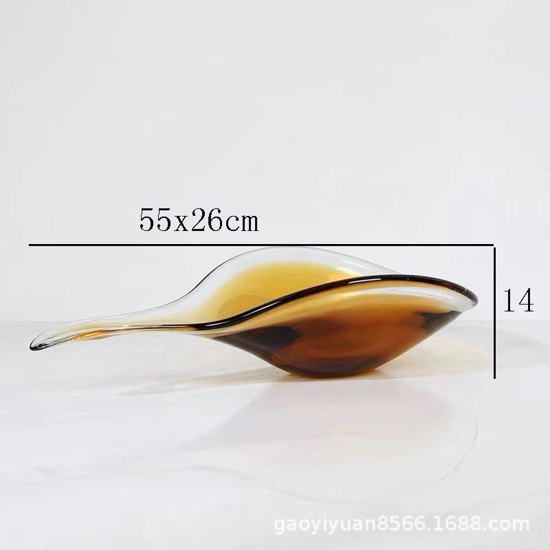 精美琉璃玻璃盘子 家用展厅餐桌水果盘子 现代玻璃花器 玻璃盘子