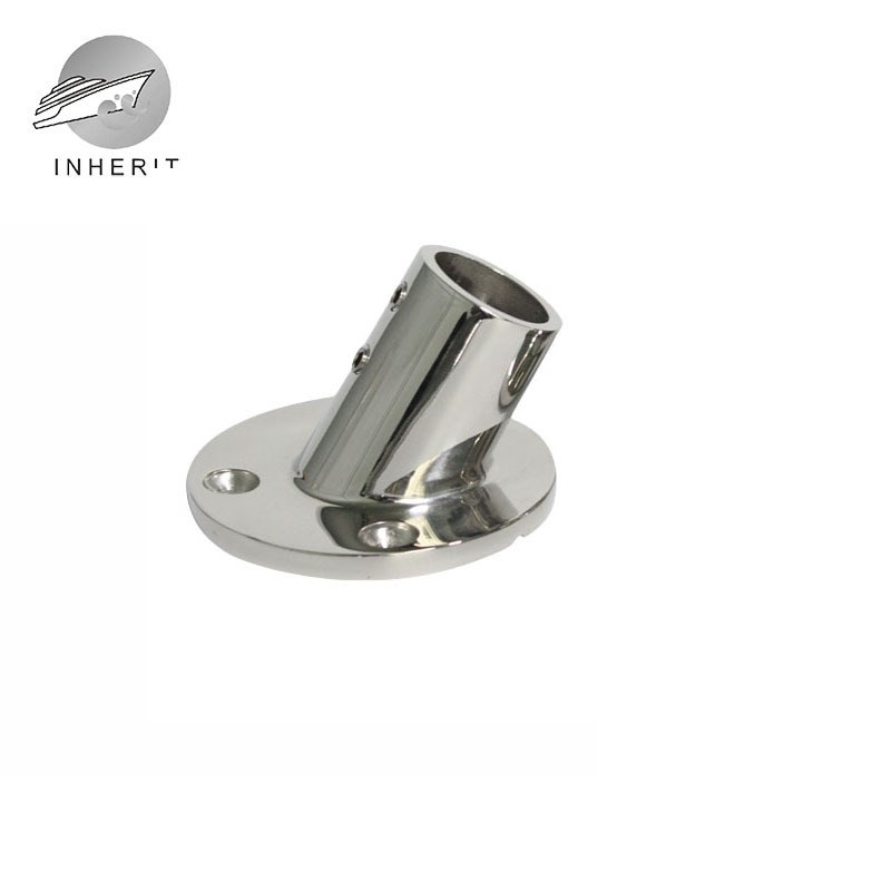 60圆管座22/25/30孔径 不锈钢316游艇配件1寸甲板扶手栏杆底座