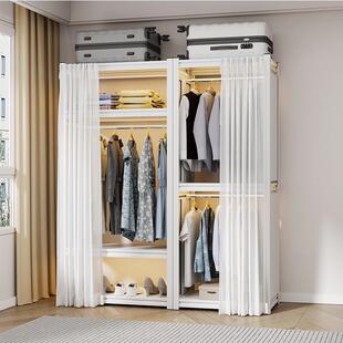 衣柜货架防尘帘衣帽间大衣柜遮挡布轨道滑轨免打孔开放式柜子森生