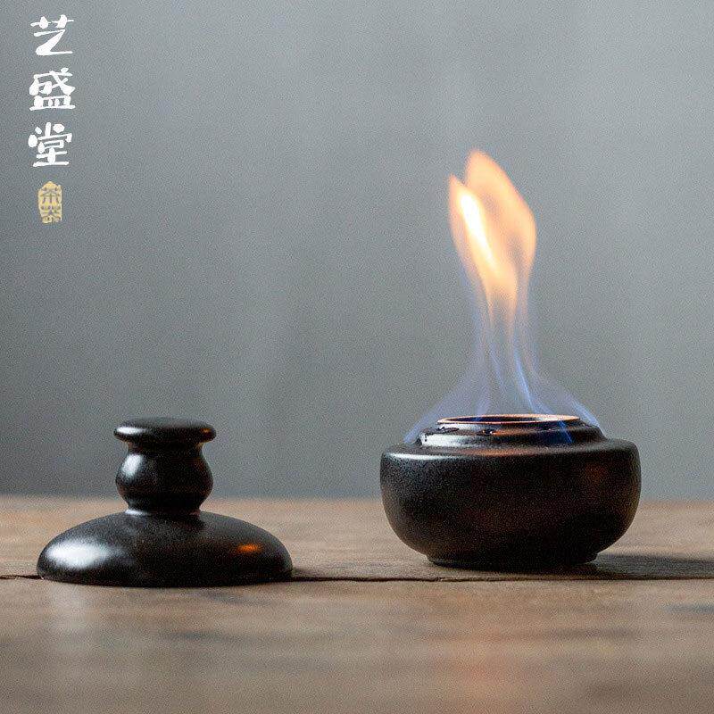 陶瓷带盖酒精灯家用户外煮茶温茶专用炭炉大火力防爆加厚茶道零配