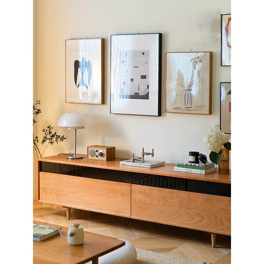 庄里原力电视柜樱桃木实木北欧日式现代简约影音柜客厅复古