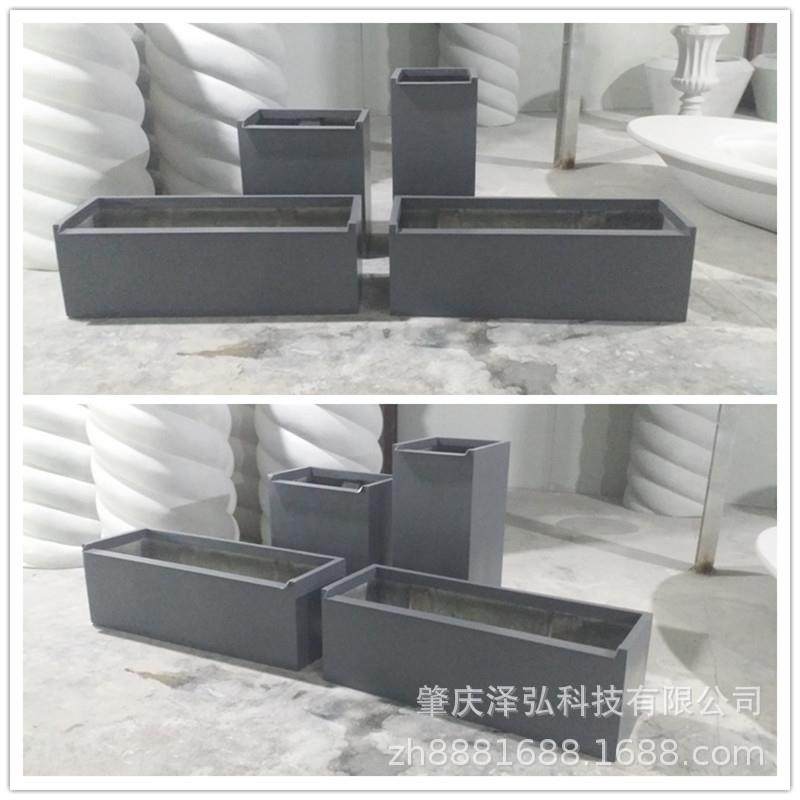 创意玻璃钢长方形花盆组合灰色FRP花箱花槽户外园林景观花钵