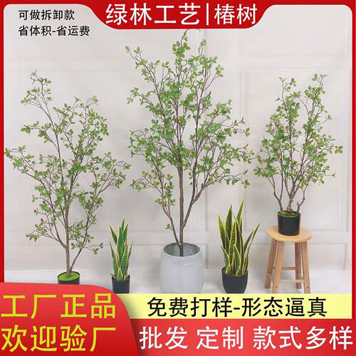 仿真椿树高档美式加密款落地植物橄榄树盆景摄影道具装饰盆栽
