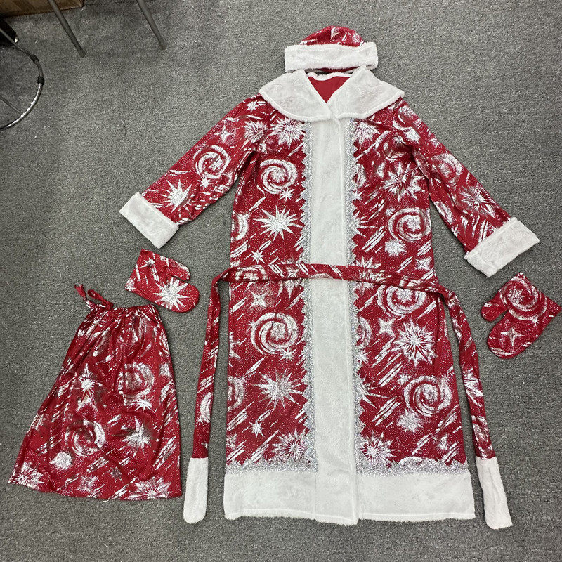 跨境圣诞老人节日表演服金丝绒圣诞服装批发2026新款圣诞装饰品