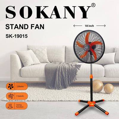 出口SOKANY19015台地扇家用站立式电风扇摇头落地扇STANDFAN