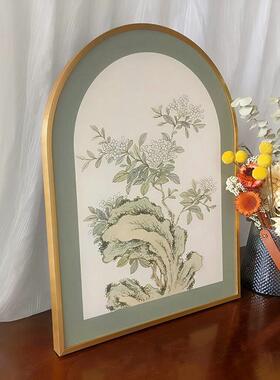 新中式拱形装饰画别墅书房中古风入户壁画客厅古典玄关挂画A137