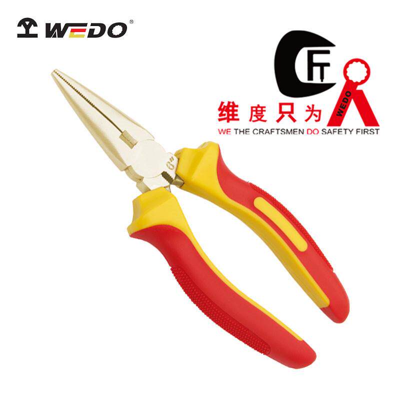 WEDO维度防爆绝缘注塑铝青铜尖嘴钳VDE认证绝缘无火花工具INA6202