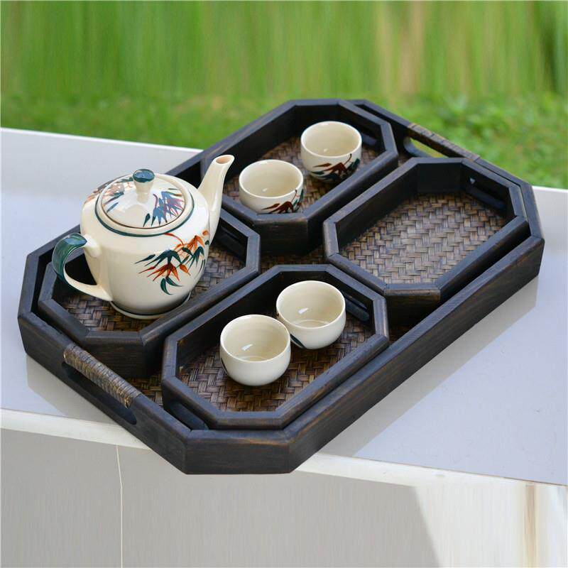 泰国竹编托盘茶盘干泡茶台日式杯托果盘上菜托盘家居用品收纳盘子