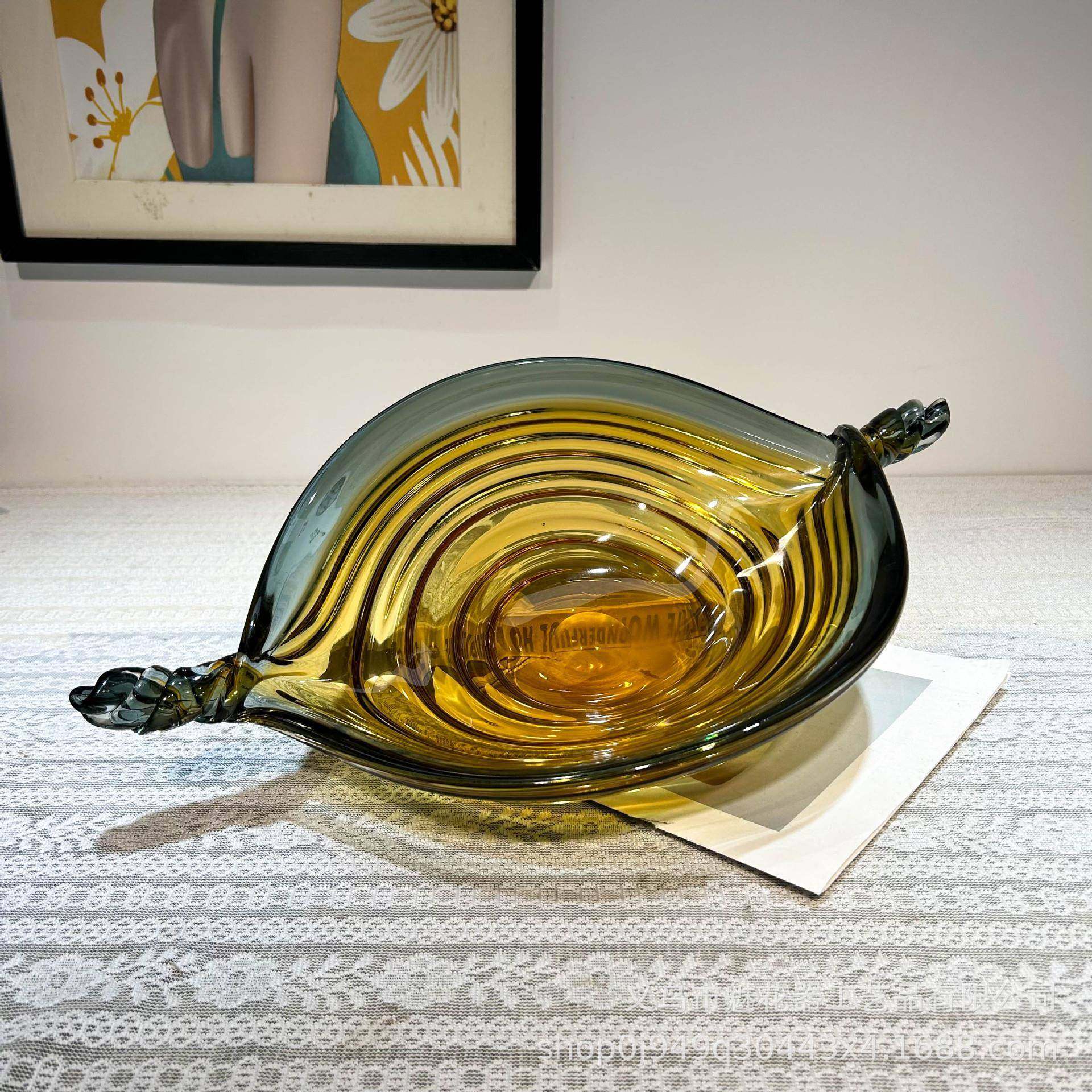 创意双拼色手工琉璃果盘客厅餐桌茶几售楼部样板间高级感装饰摆件,纺织面料/辅料/配套,纺织机械配件,淘宝优惠券,粉丝福利购,淘宝优惠卷