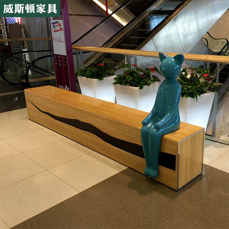 玻璃钢休闲椅商场景观雕塑创意人偶猫女凳公共休息椅户外公园椅子