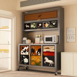 钢制中古风防晒阳台柜厨房置物架落地多层多功能带防水台垫收纳柜