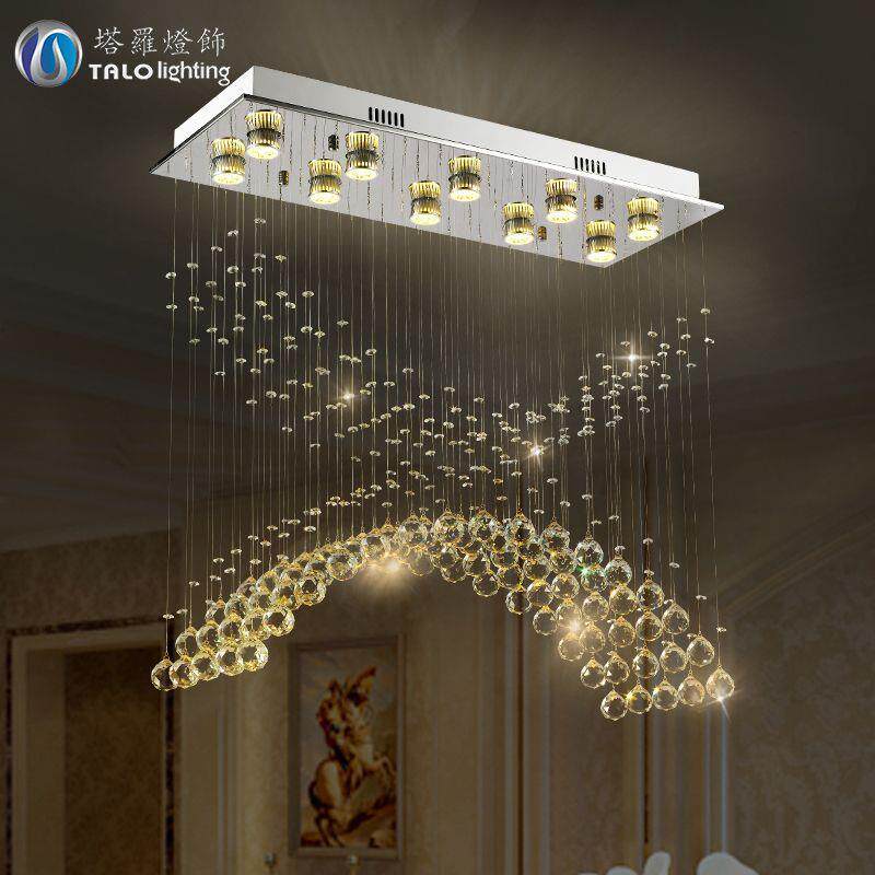 灯饰led水晶吊线灯长方形卧室客厅灯具拱形创意吧台餐厅吊灯