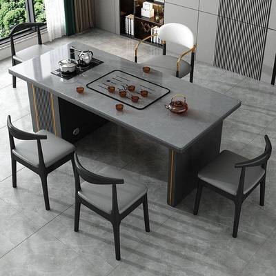 岩板茶桌椅组合办公室泡套装体茶台轻奢CLY简茶约一家用茶阳台泡