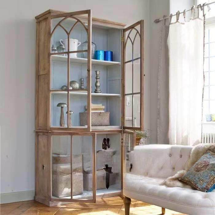 式实玻璃门TGI书书橱美式乡村橡法木酒柜餐边柜客厅柜展示柜木储