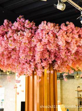 真绿植顶吊装饰部仿天花板软装造景网红直播间饭店顶树藤绿植吊顶