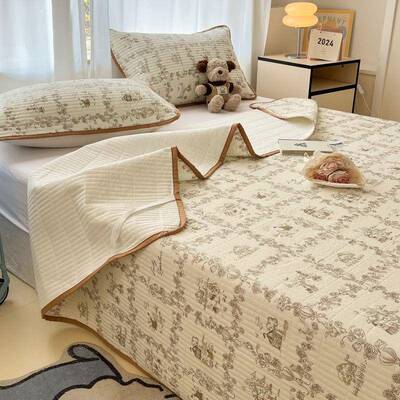 纯棉床盖棉单件OIT全榻榻米专绗缝用三层加厚床单套床罩三件四季