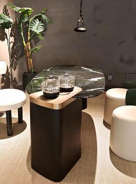 意式轻奢极茶合桌椅组现代简约绿理石办大公别墅阳台茶GEY简台