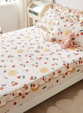 新款秋床冬季棉滑纯床笠裙边单49326件全棉加厚套防保护罩四季通