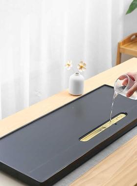 乌ICO头简金石茶盘家用约石茶台块大号排水轻奢现整代托盘