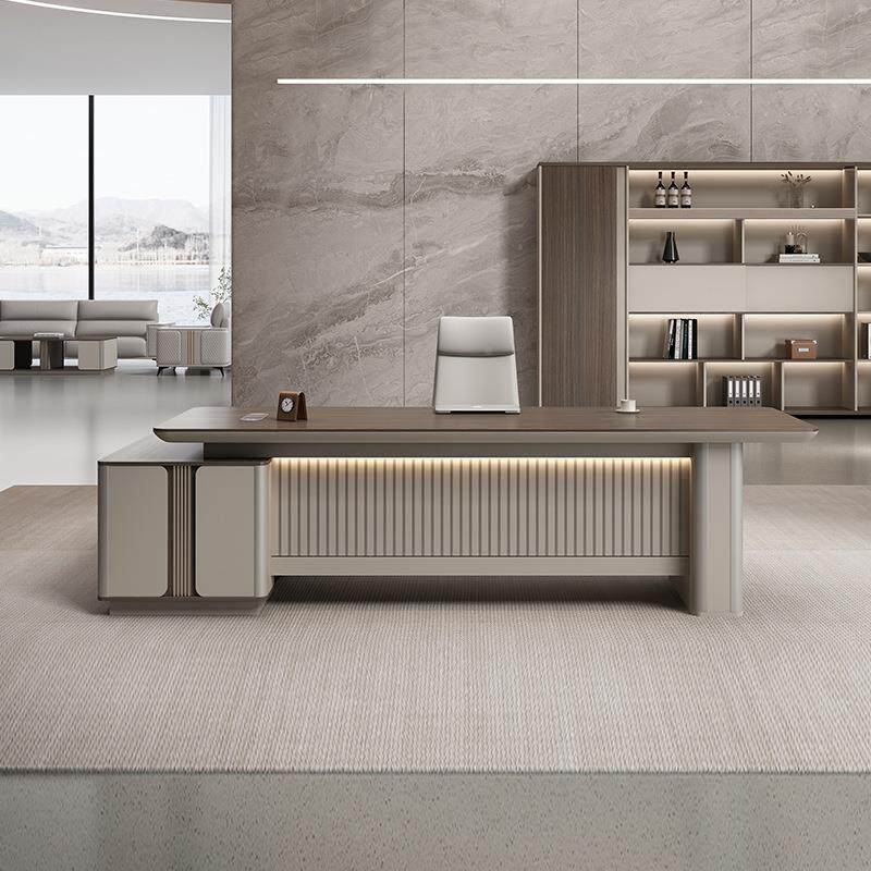 老板桌裁办公桌简约199现代带灯班台大轻奢董事长办总公桌室椅组