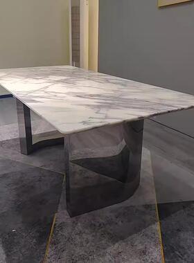 意式轻奢长方形岩板餐桌别墅大户厅型高端大ILJ理石桌餐餐饭2025