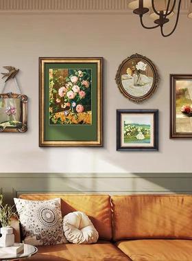 法式饰古客厅沙26632发装画风景美壁式复古餐厅卧室挂画绿色系花