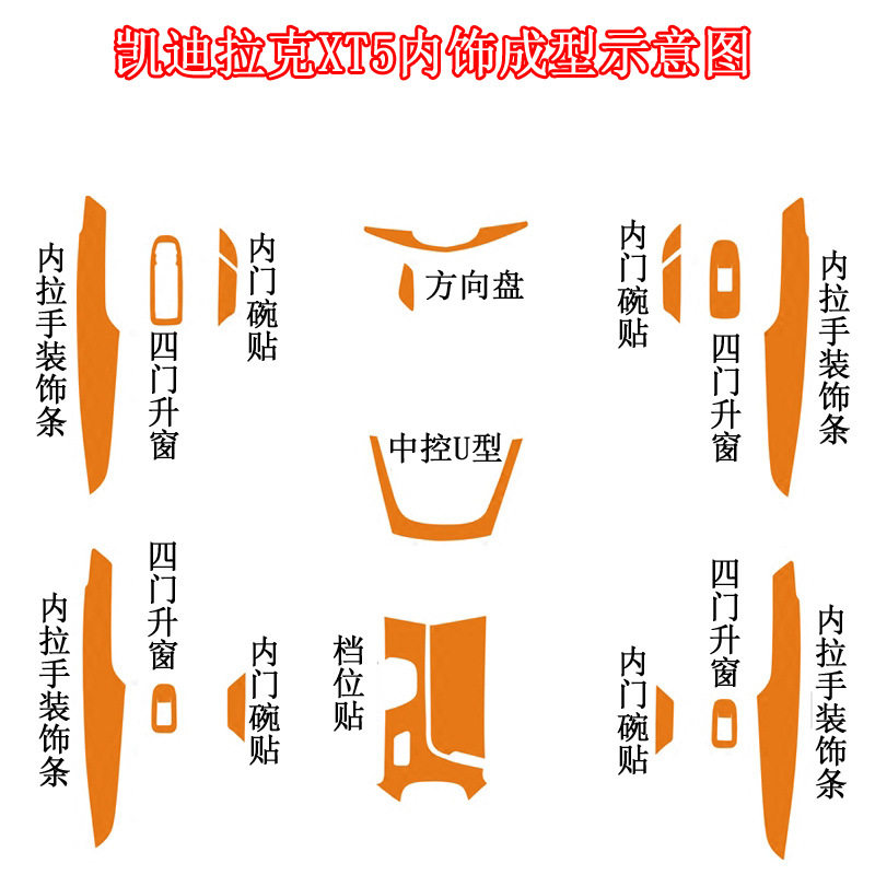 凯迪拉克XT5中控门板改装贴膜