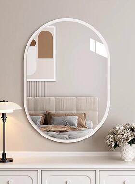 复古妆子镜梳台挂墙妆高清自粘免打孔壁挂浴ICX室卫生间镜中古化