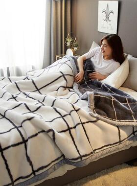 A类拉舍尔毛毯毯冬加厚XVL加午季睡盖绒床单人宿舍学生珊瑚法兰绒