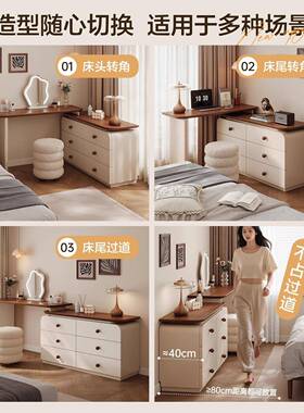 梳台床头柜一体古中AE60NA7风卧室实木风斗柜妆桌法式床化尾妆储