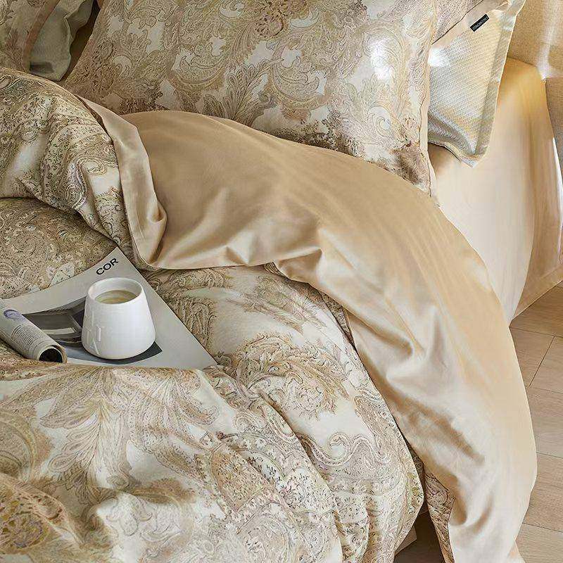 2025年秋冬新天丝端棉加厚磨毛四件套10s高印0花PDF款被套保暖床