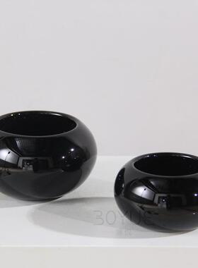 现间代简约黑色白形色MHO圆琉璃摆件样板玄关床头柜洽谈桌器面花