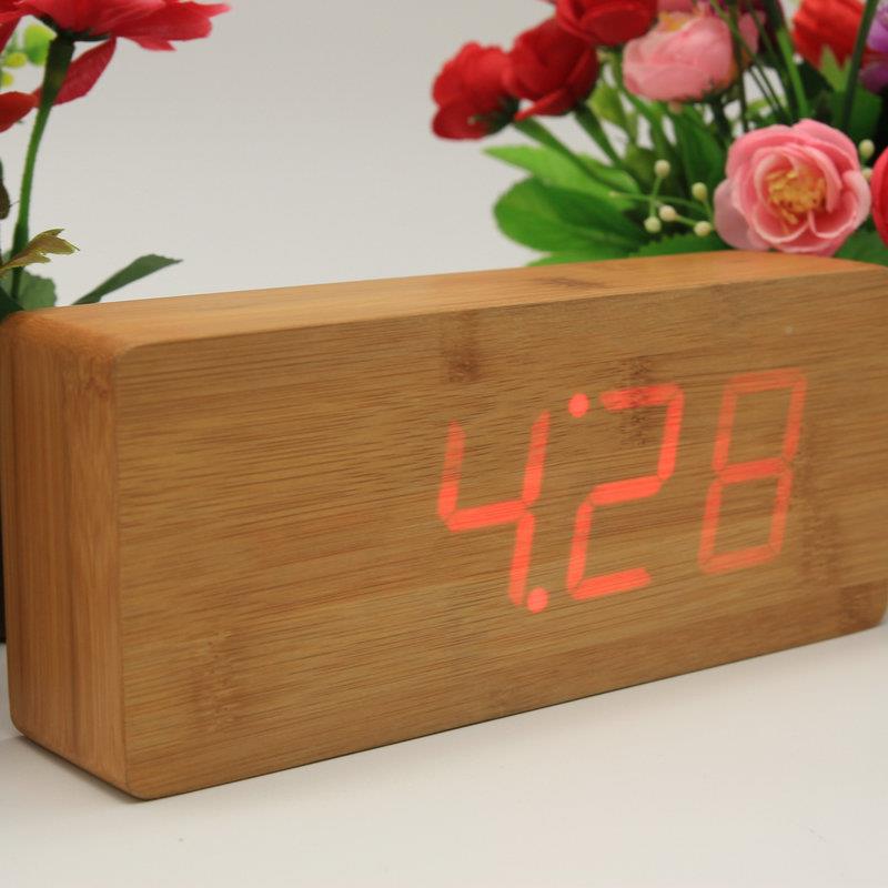 多创电子木头钟时间温度双显数字时钟WJV家居功能edl闹意钟