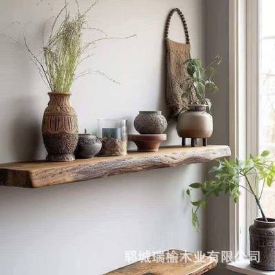 老榆上木实木板架墙壁挂花景盆观摆件收纳架隔客厅民宿FAQ酒店装