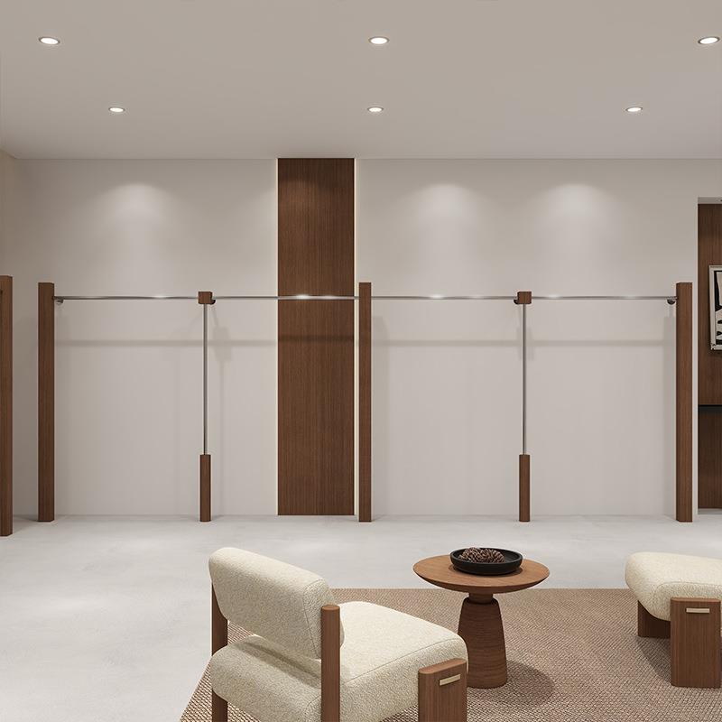 高中档服装店展不示架上墙陈列架胡桃木纹货架DK-21024落地岛架钢