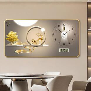 轻奢麋餐厅装饰画2历05新款电子钟表挂墙OCV客厅鹿2饭桌家用万年
