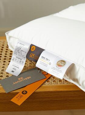 高分区绒式5白9鹅绒PNU乳胶护颈枕A类100全棉柔软支撑端酒店枕鹅