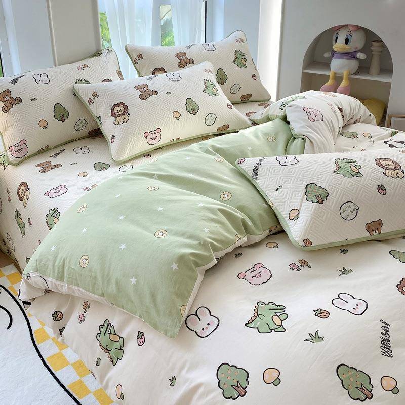 BKK水洗床盖绗棉三件套双面全棉缝被夹174棉9床单纯棉大炕垫榻榻