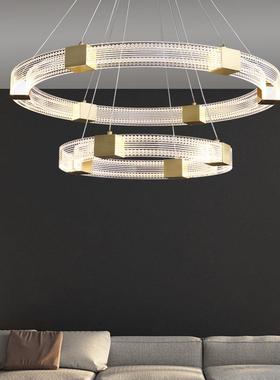 后AXV灯现代轻奢吊灯客别厅灯简约意餐厅具大气墅大厅复式创楼梯