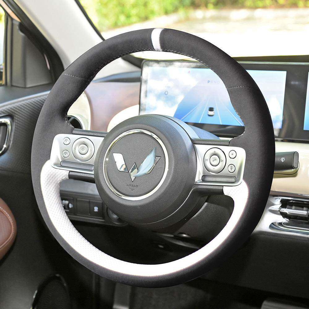 适用五菱缤果GB手缝方向盘套全包翻毛宏光MINIEV专车专用把套冬