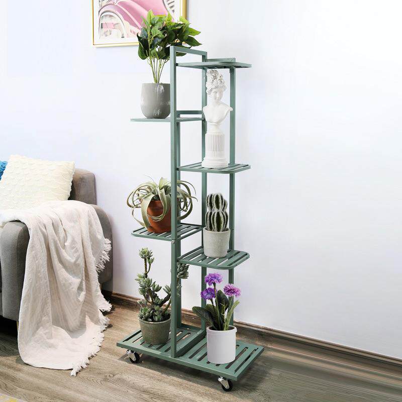 花架子可移动带轮子铁艺花架室内家用阳台客厅多层落地绿萝花盆架