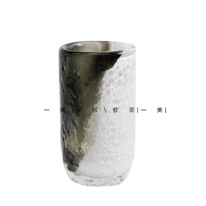 轻奢极简欧式摆件装饰品花艺套装灰玻璃花瓶玄关电视柜感装饰