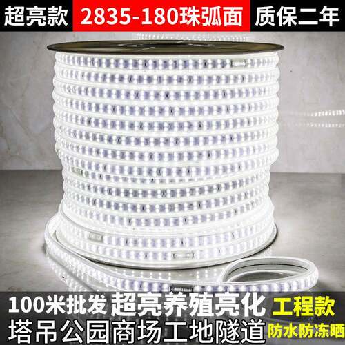 220Vled灯带白光户外防水工程127V养殖塔吊工地24V36V地下室