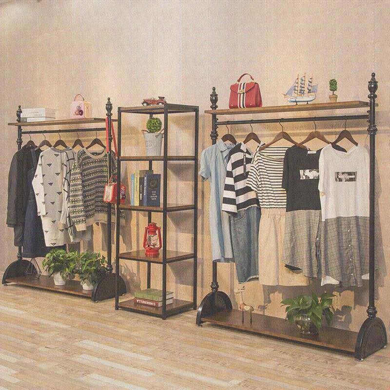 铁艺服装店衣架展示架复古式卖衣服架子侧挂货架挂装饰女装店落地
