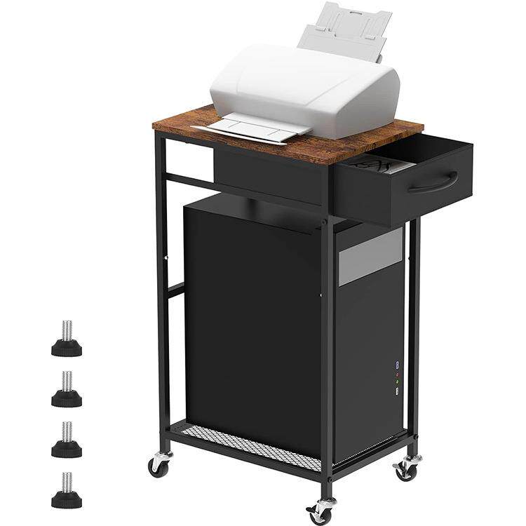 爆款热销存储抽屉2层木移动CPU架移动打印机适用家庭办公室