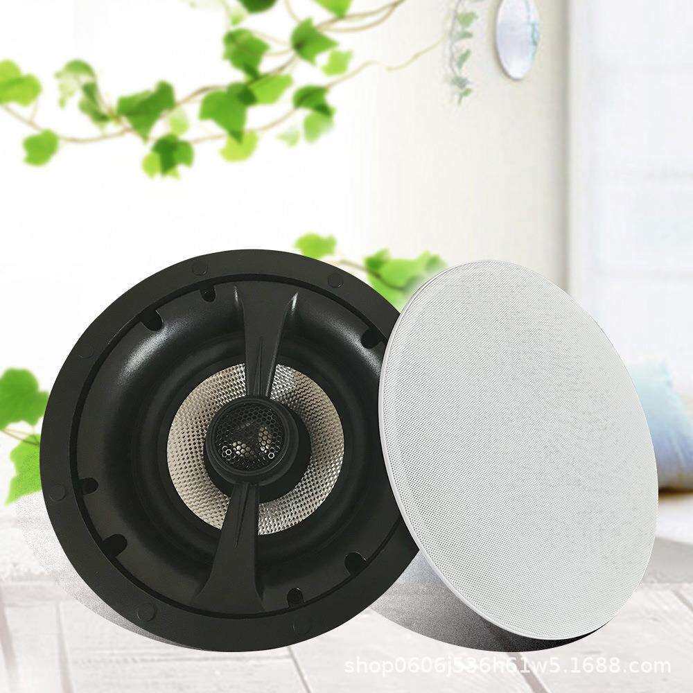 家庭背景音乐系统银边玻纤盆25芯钛膜高音头同轴天花吸顶喇叭音箱