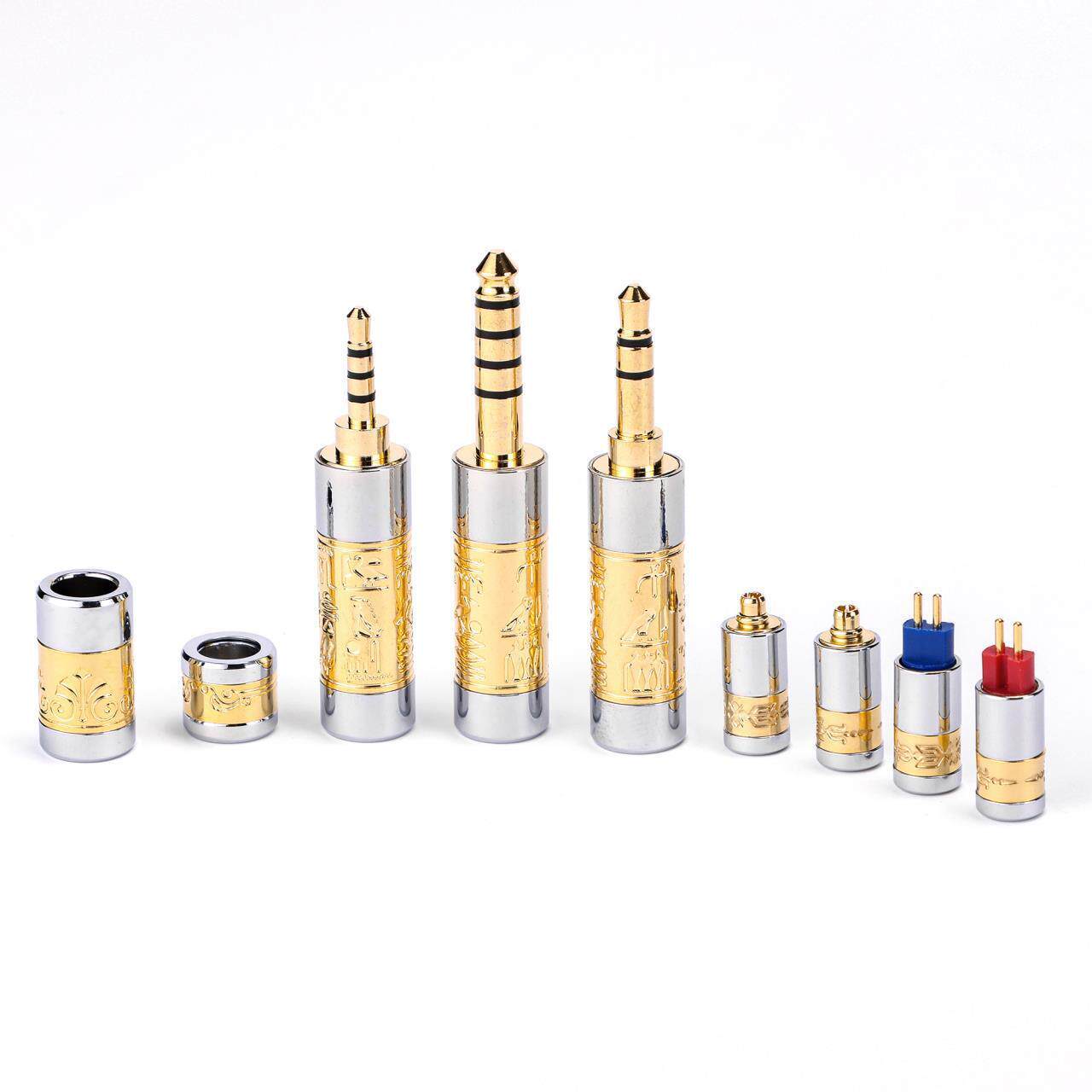 复古工艺雕花3.5立体3.5四级4.4平衡插头mmcx0.78qdc紫铜插头